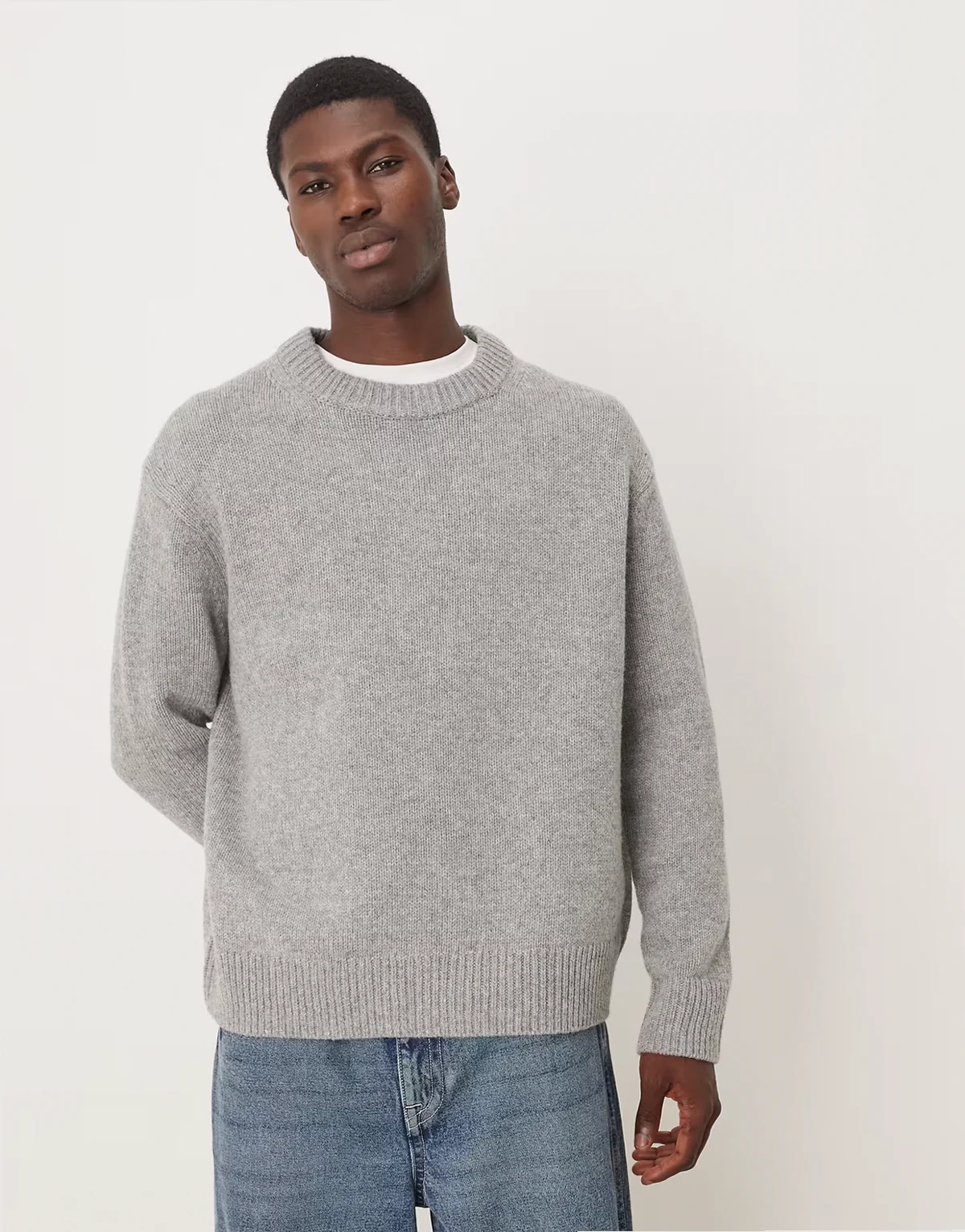 – Oversize-Pullover aus Wollmischung in Grau meliert