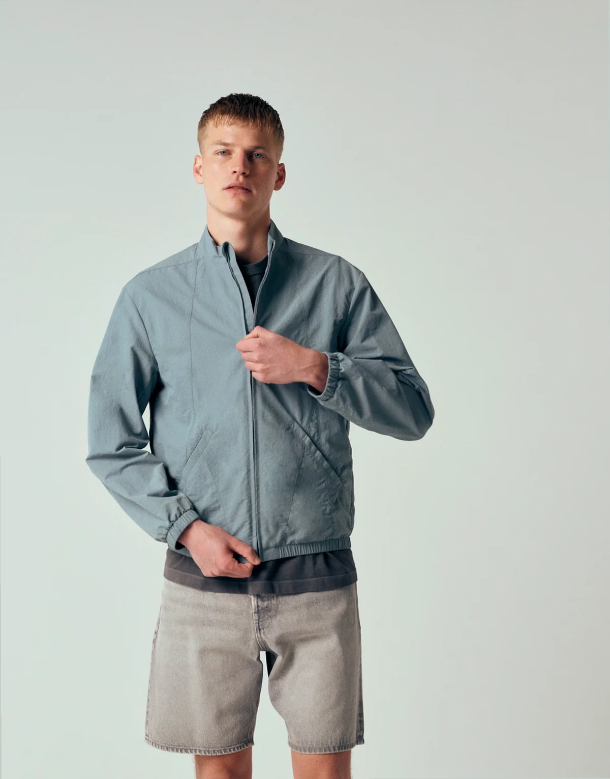 – Trainingsjacke aus Ripstop in Blassblau
