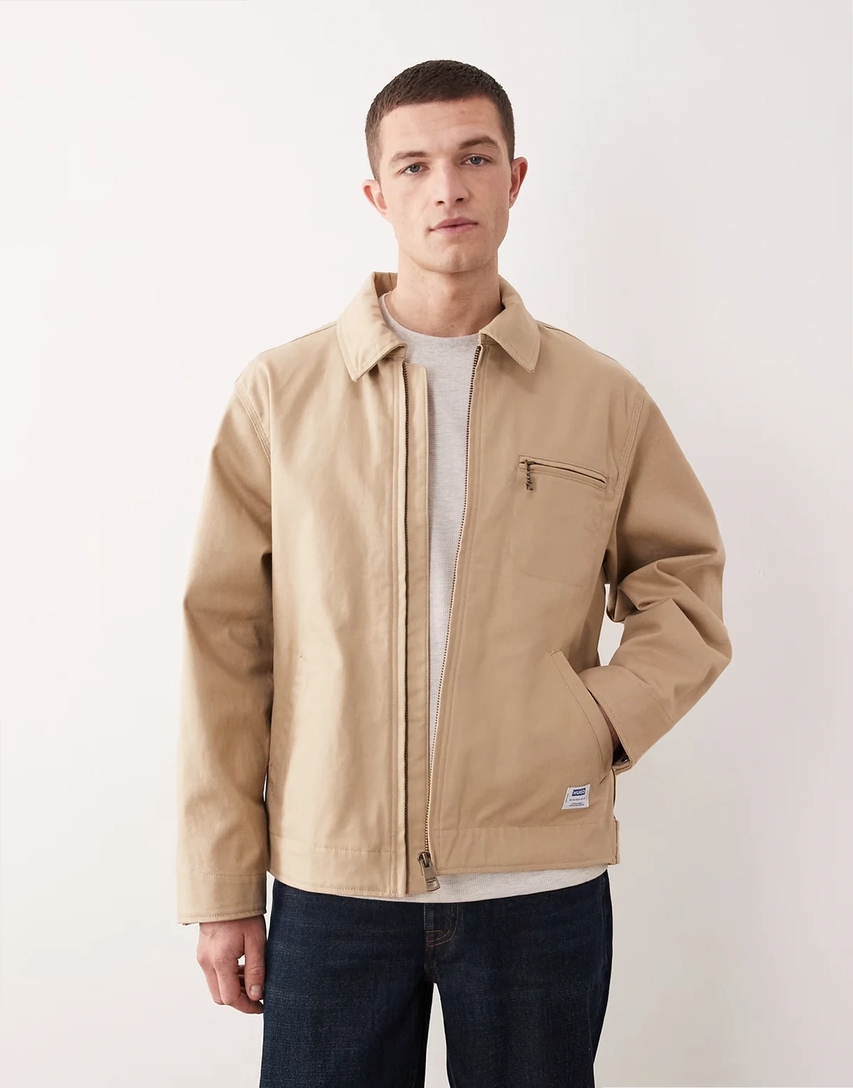 coach jacket in medium tan