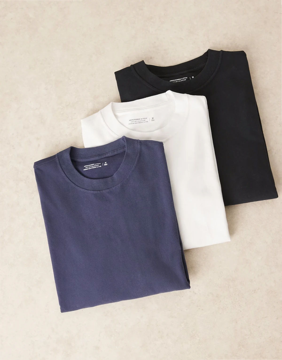 premium heavyweight 3 pack long sleeve T-shirts icon in black, navy and white