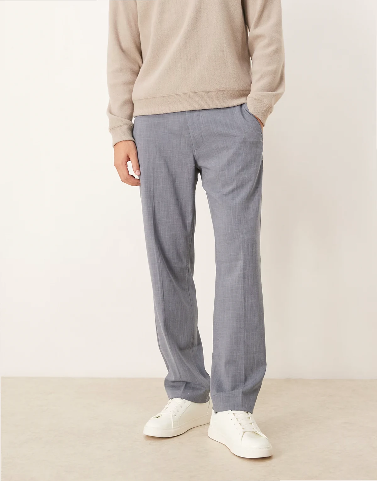 relaxed straight leg pants in gray