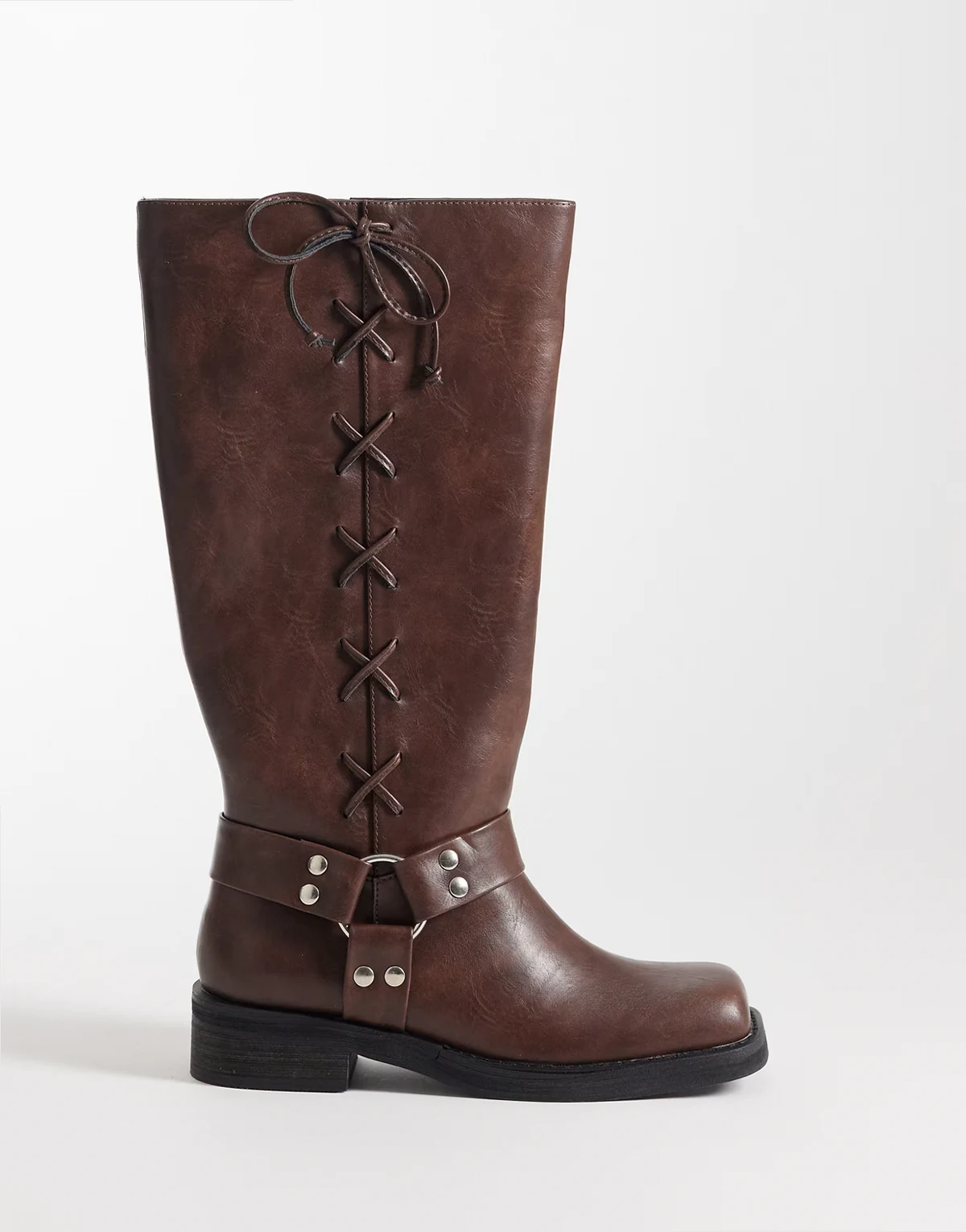 – Soulful – Kniehohe Stiefel in Braun mit Harnischdetail