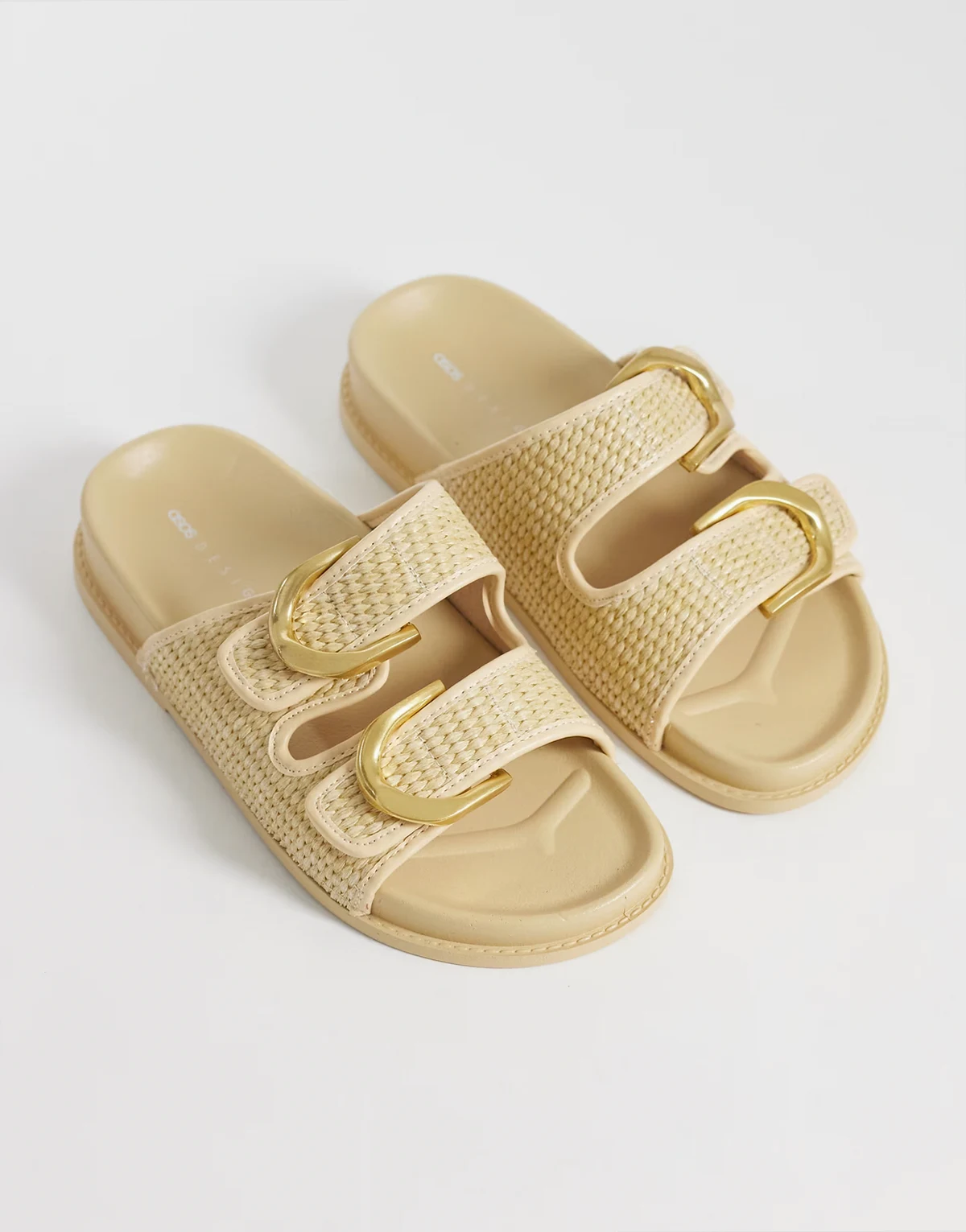 Falcon double buckle footbed sandals in natural