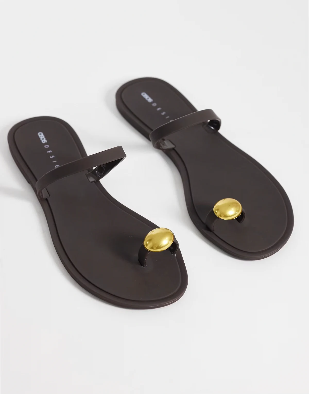 Fritzi jelly sandals with nugget detail in chocolate
