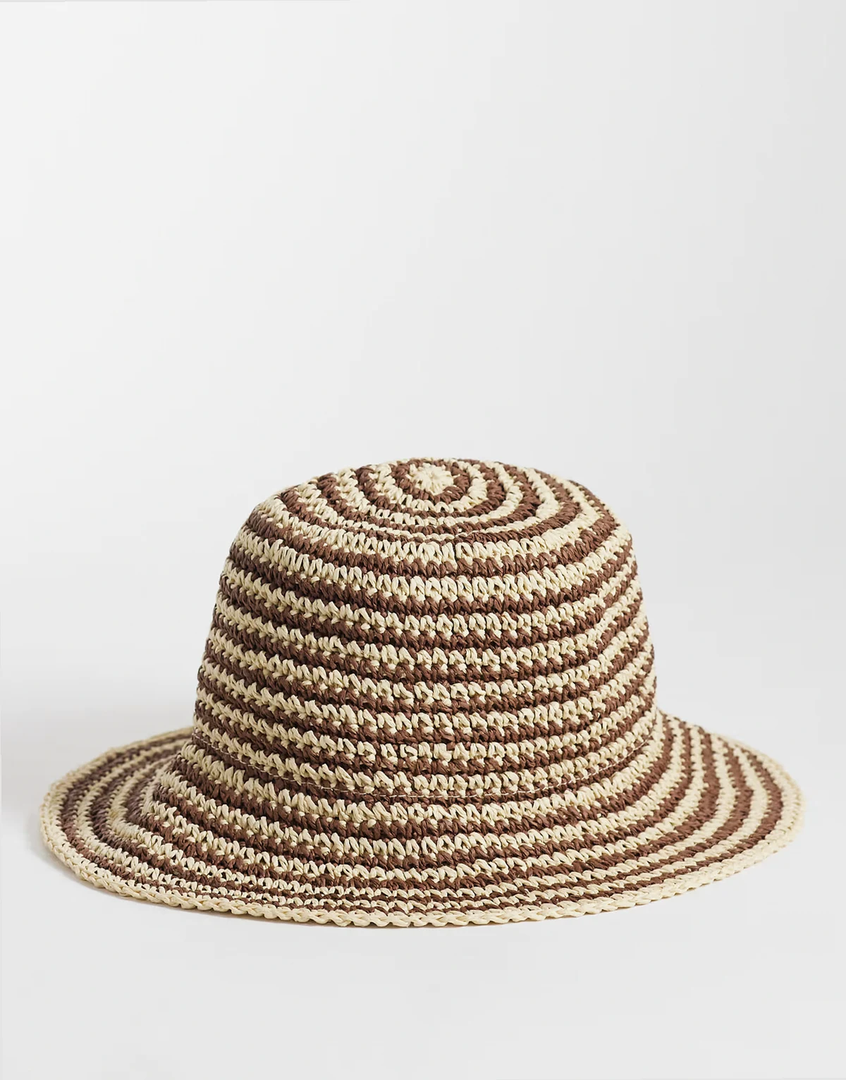 chocolate stripe bucket hat in brown