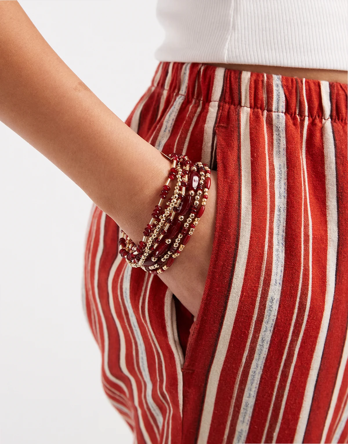 – Elastisches Perlenarmband in Rot