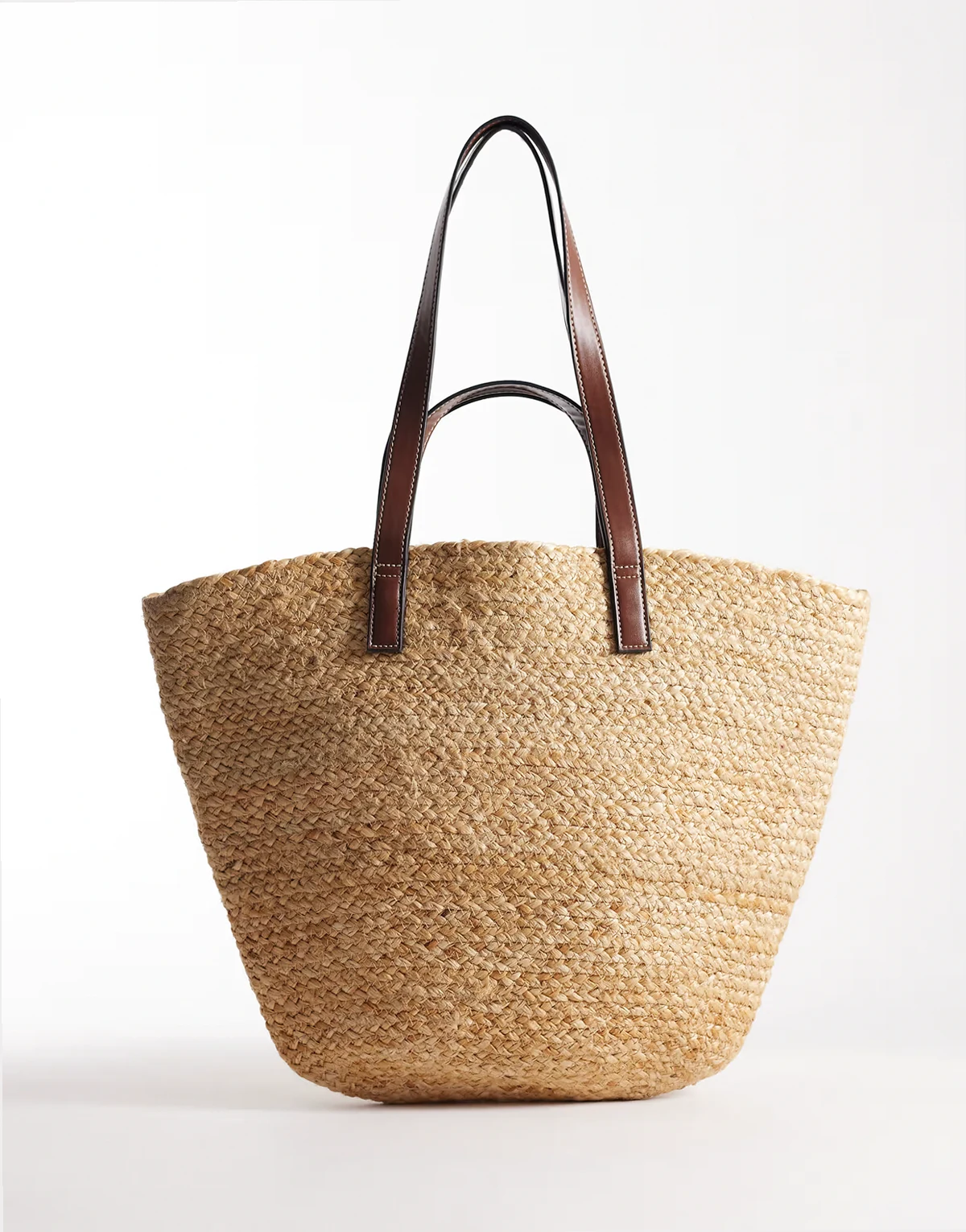 double strap beach basket shoulder bag in beige