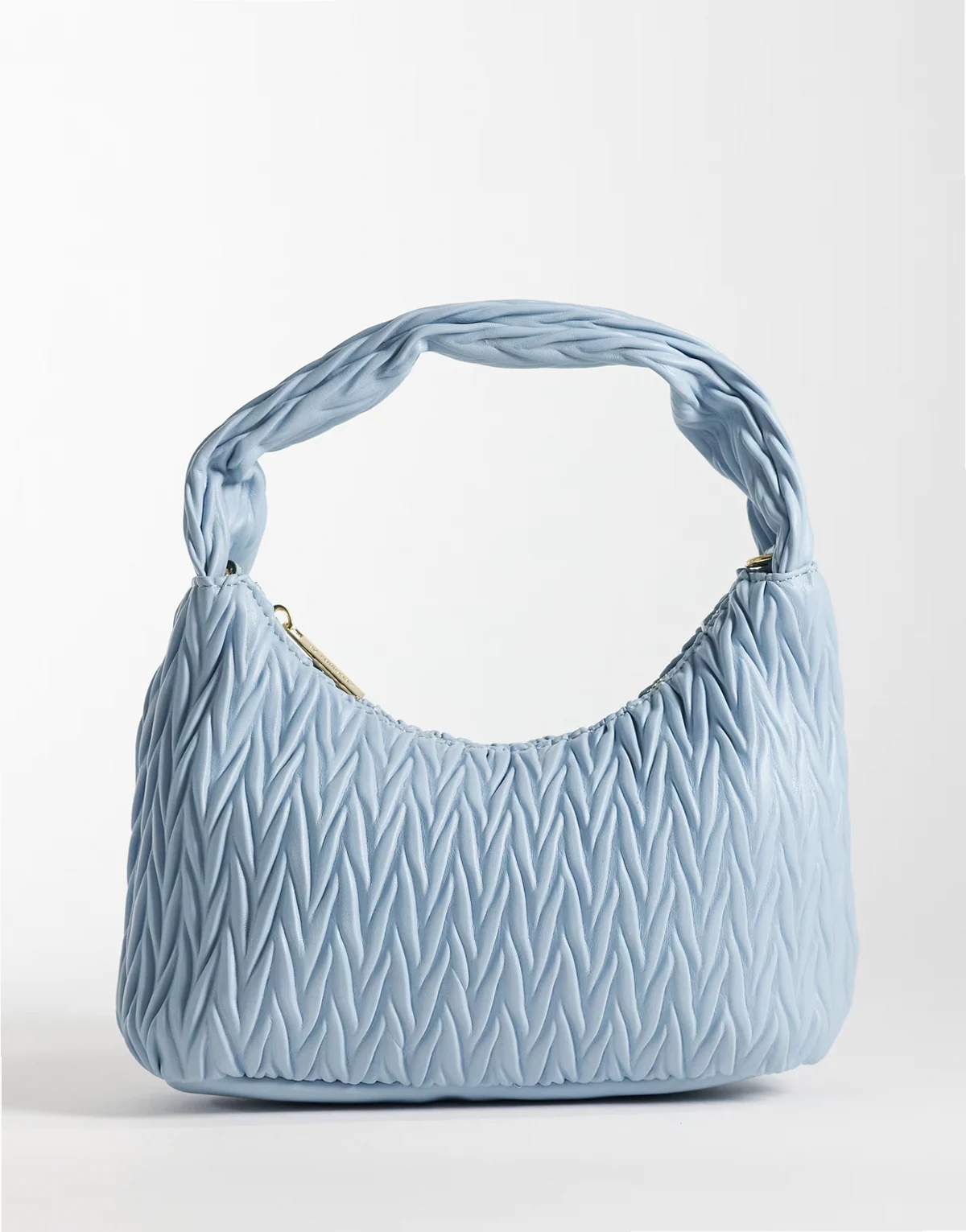 quilt handheld shoulder bag in light blue