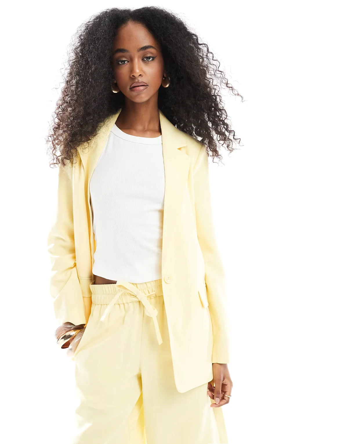 mix and match oversized blazer in pale banana - part of a set