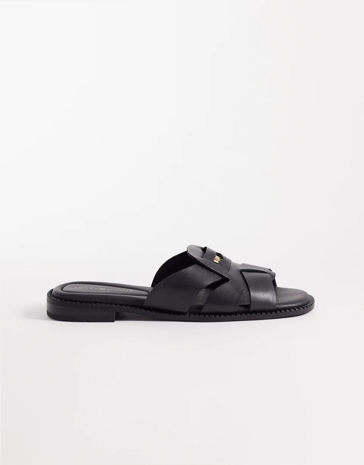 – Sandalen aus Leder in Schwarz mit Münzverzierung