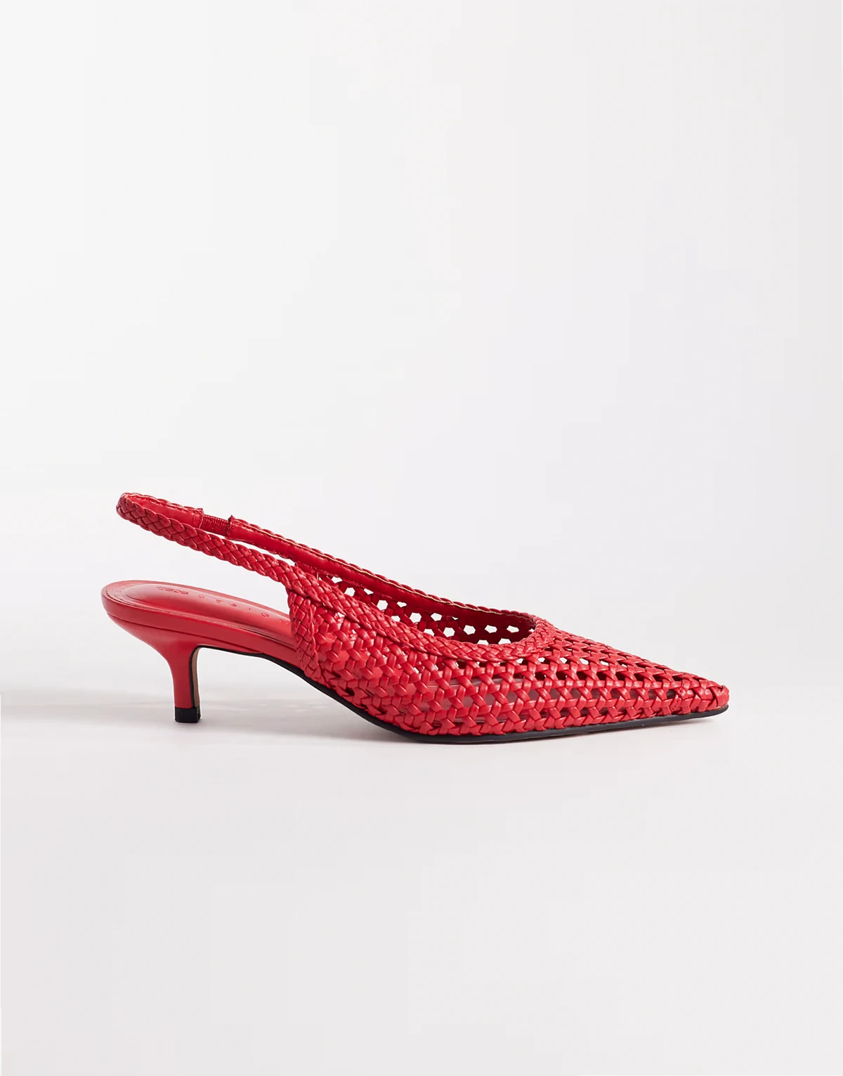 – Star – Schuhe in Rot mit Webstruktur, Fersenriemen und mittelhohem Absatz