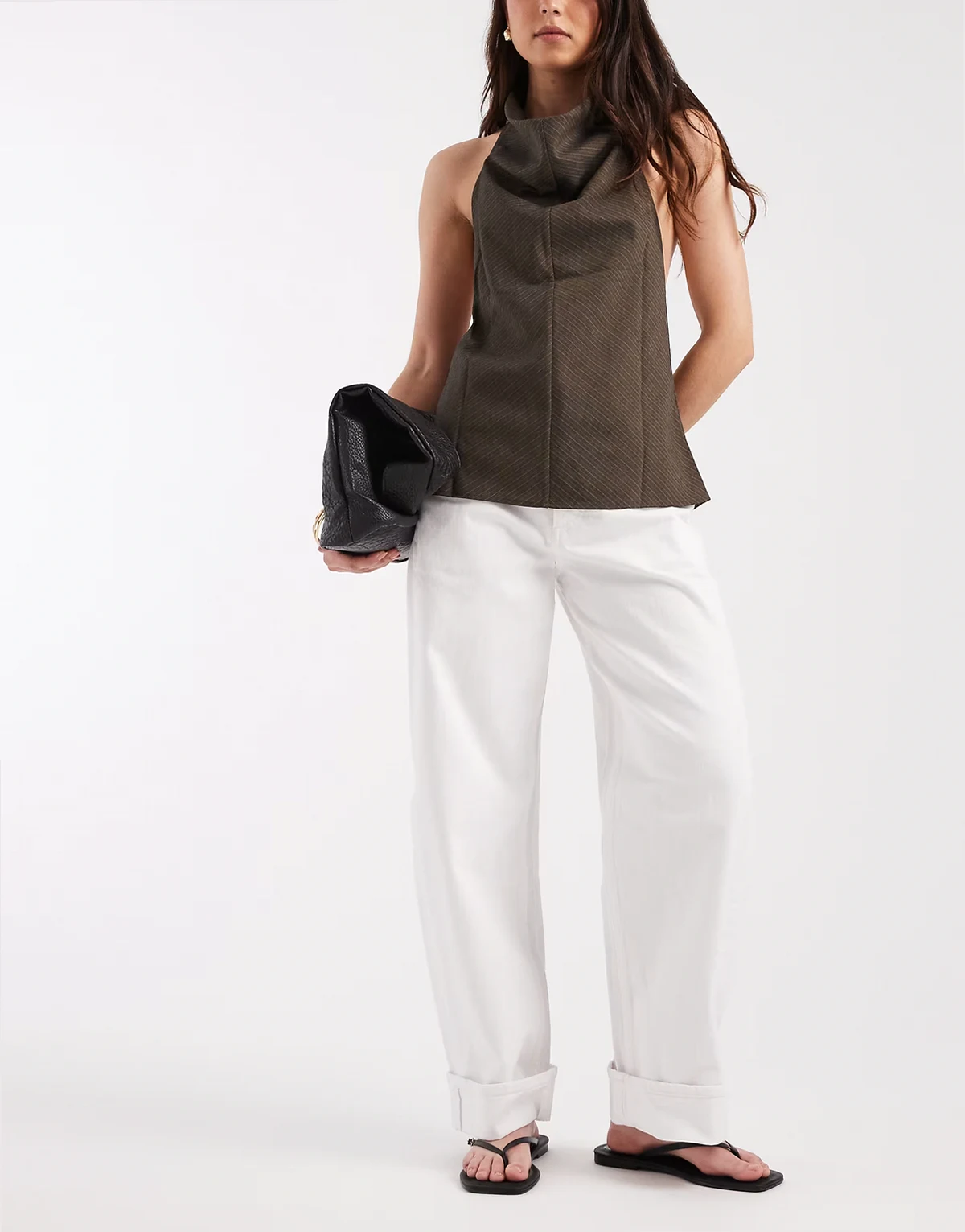 balloon fit jeans with cuffed hem in white
