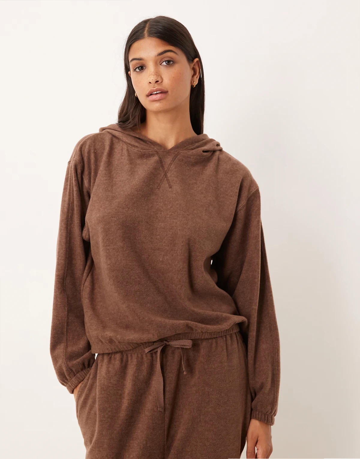 mix & match lightweight fleece oversized hoodie in chocolate brown