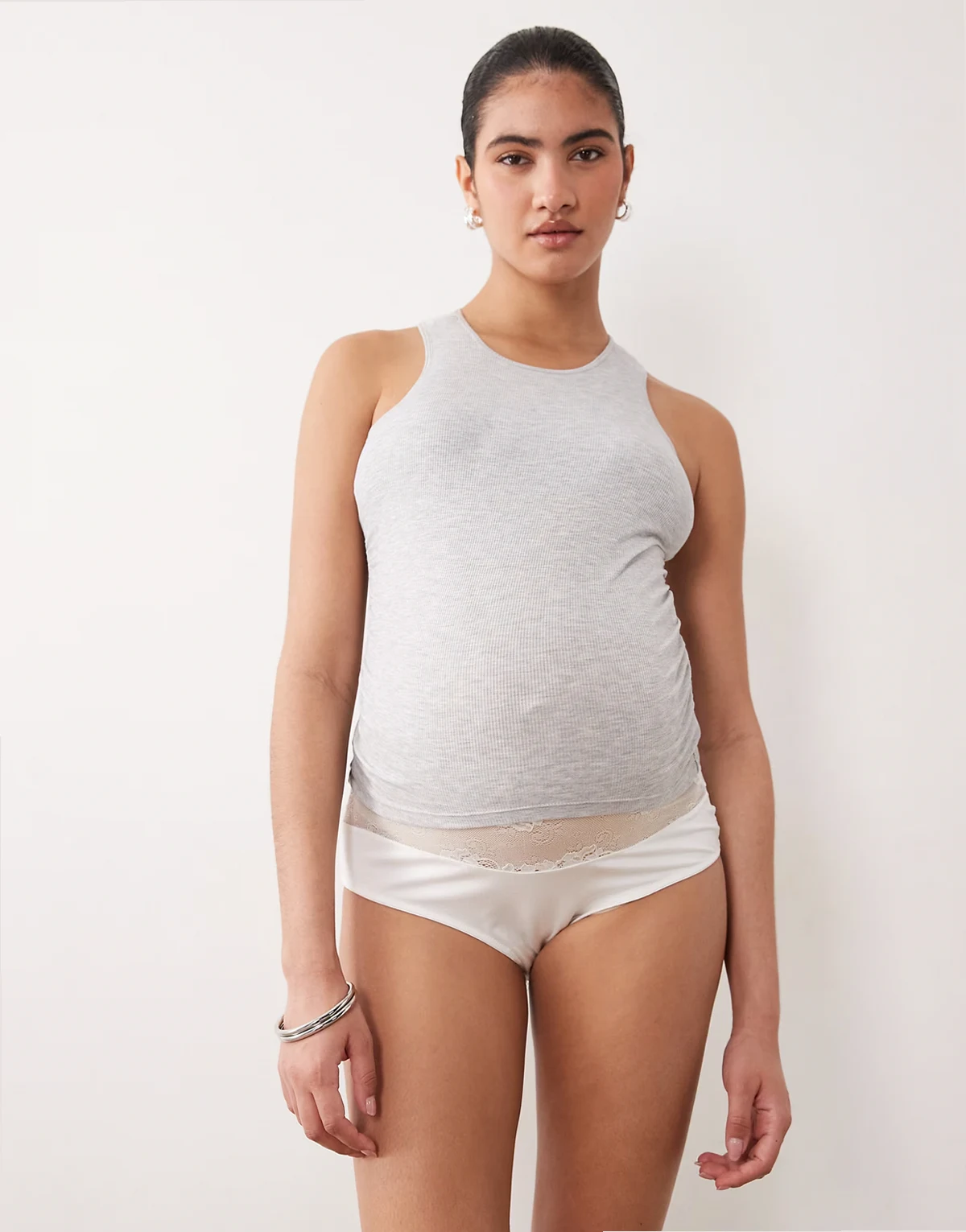 Mamalicious Maternity soft lace 2 pack briefs in white