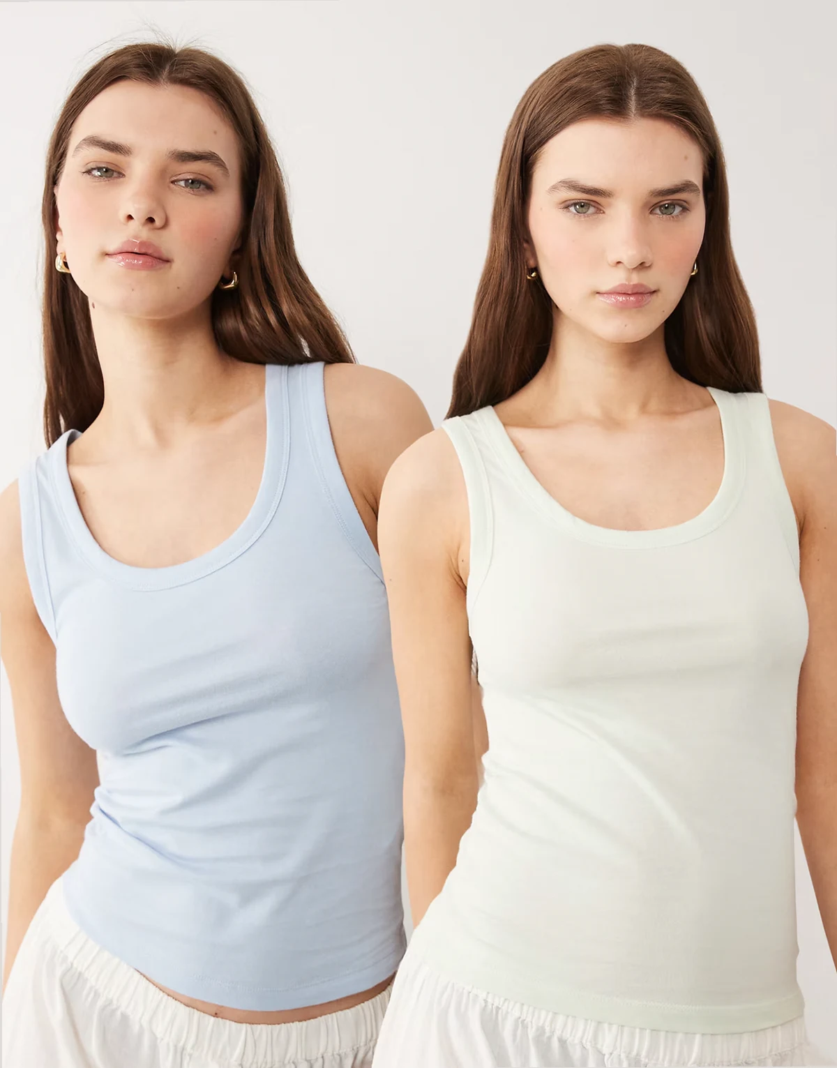 2 pack pajama tank tops in blue & sage