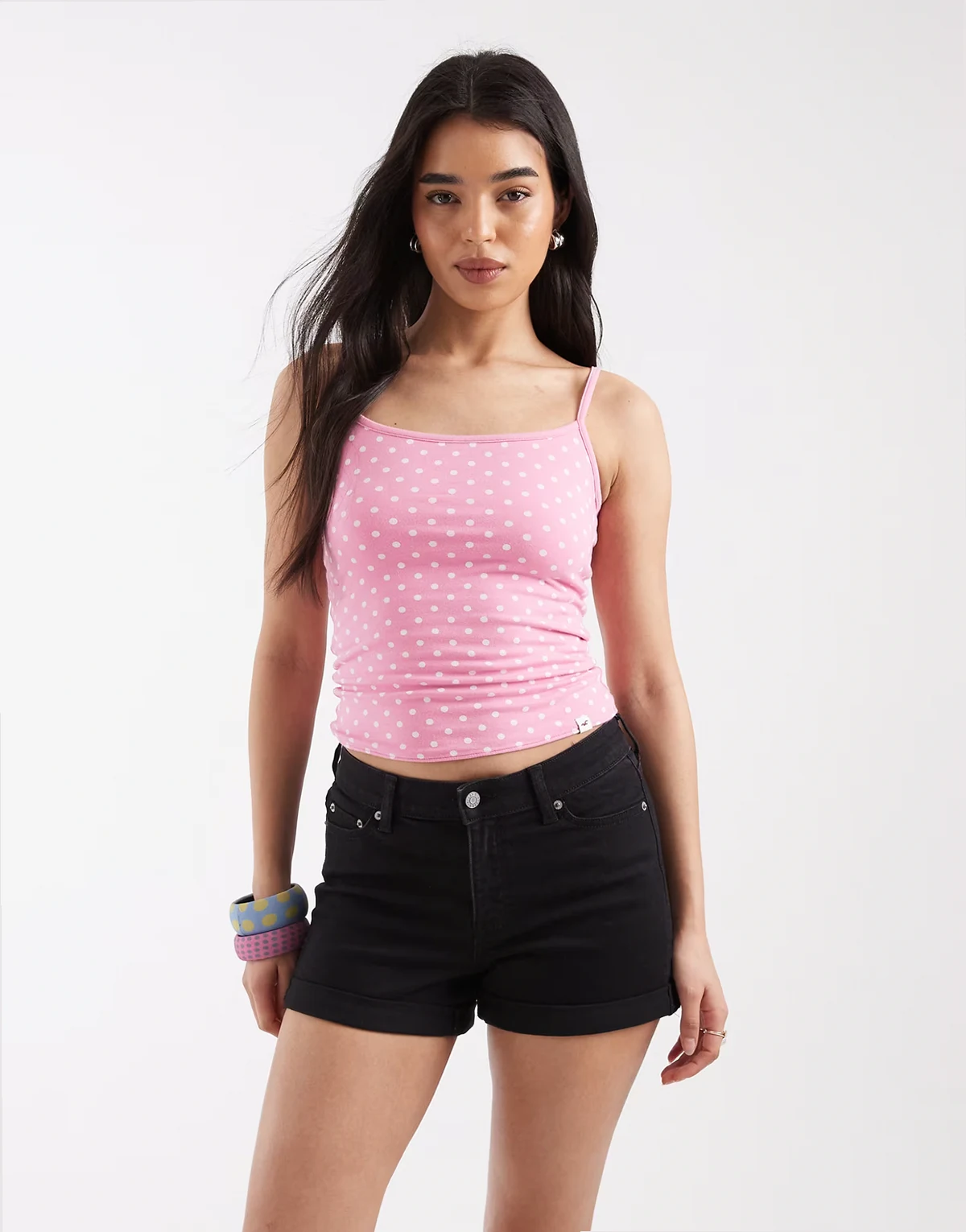 Nice cuffed denim shorts in black