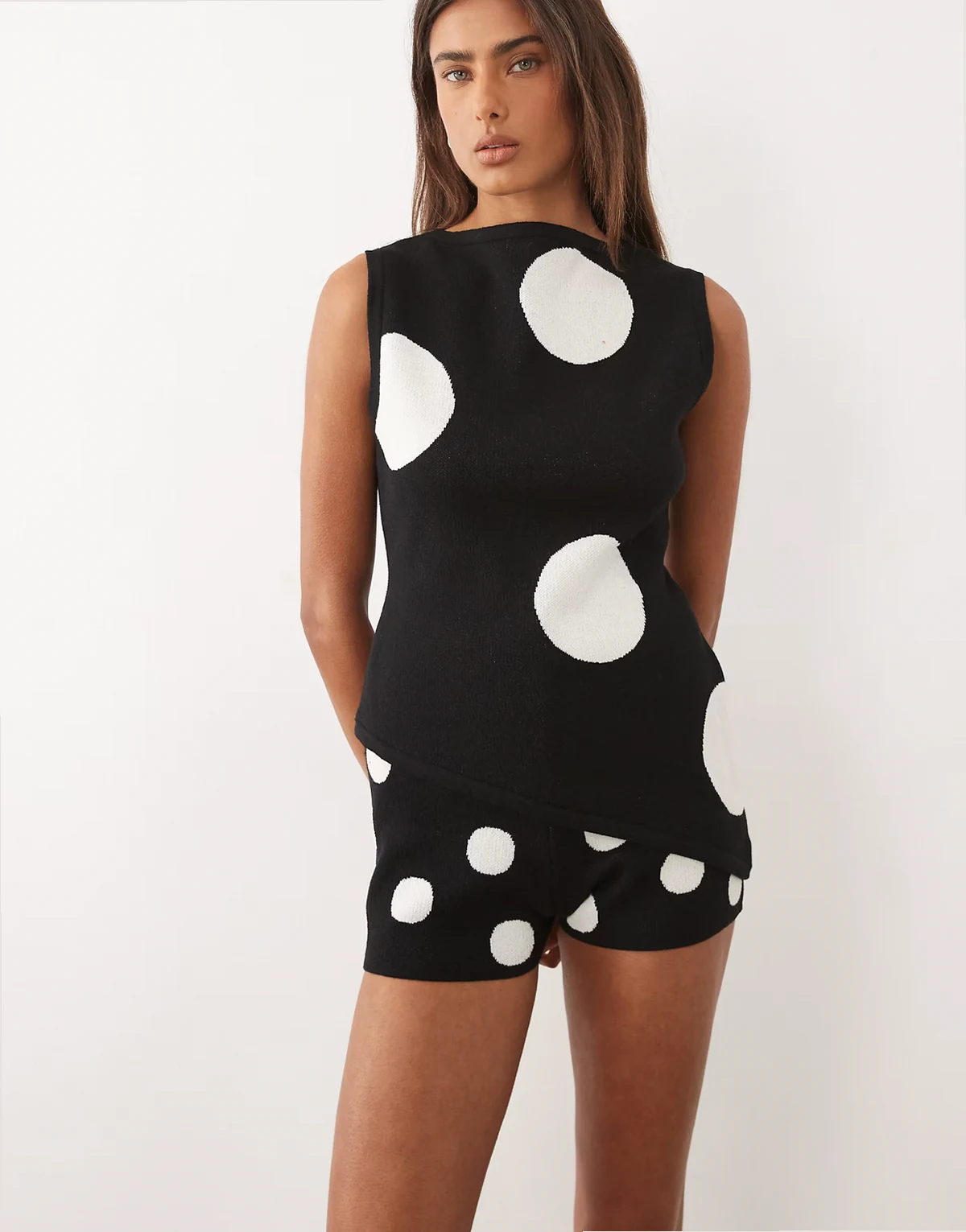 knit micro shorts in polka dots - part of a set