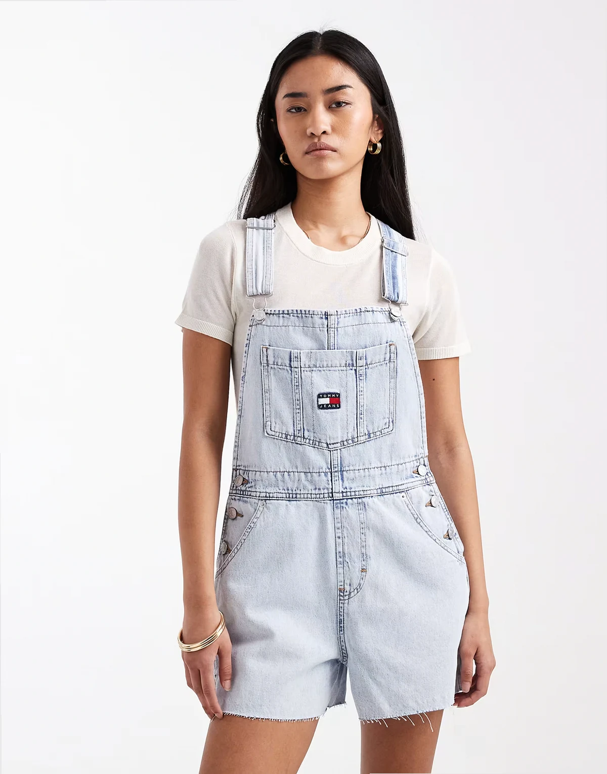 Mia shortalls in light wash blue