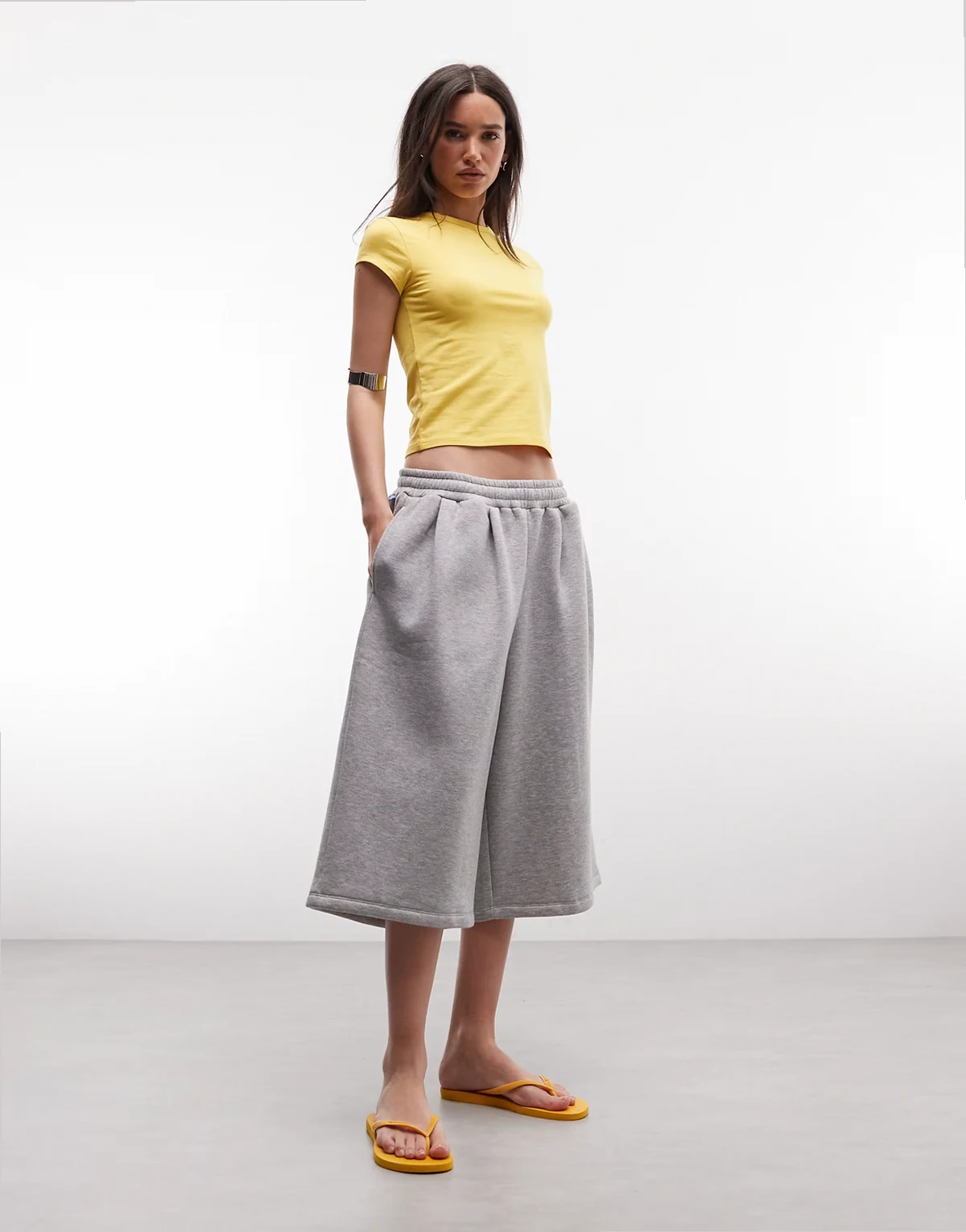 XL baggy longline sweat shorts in gray heather