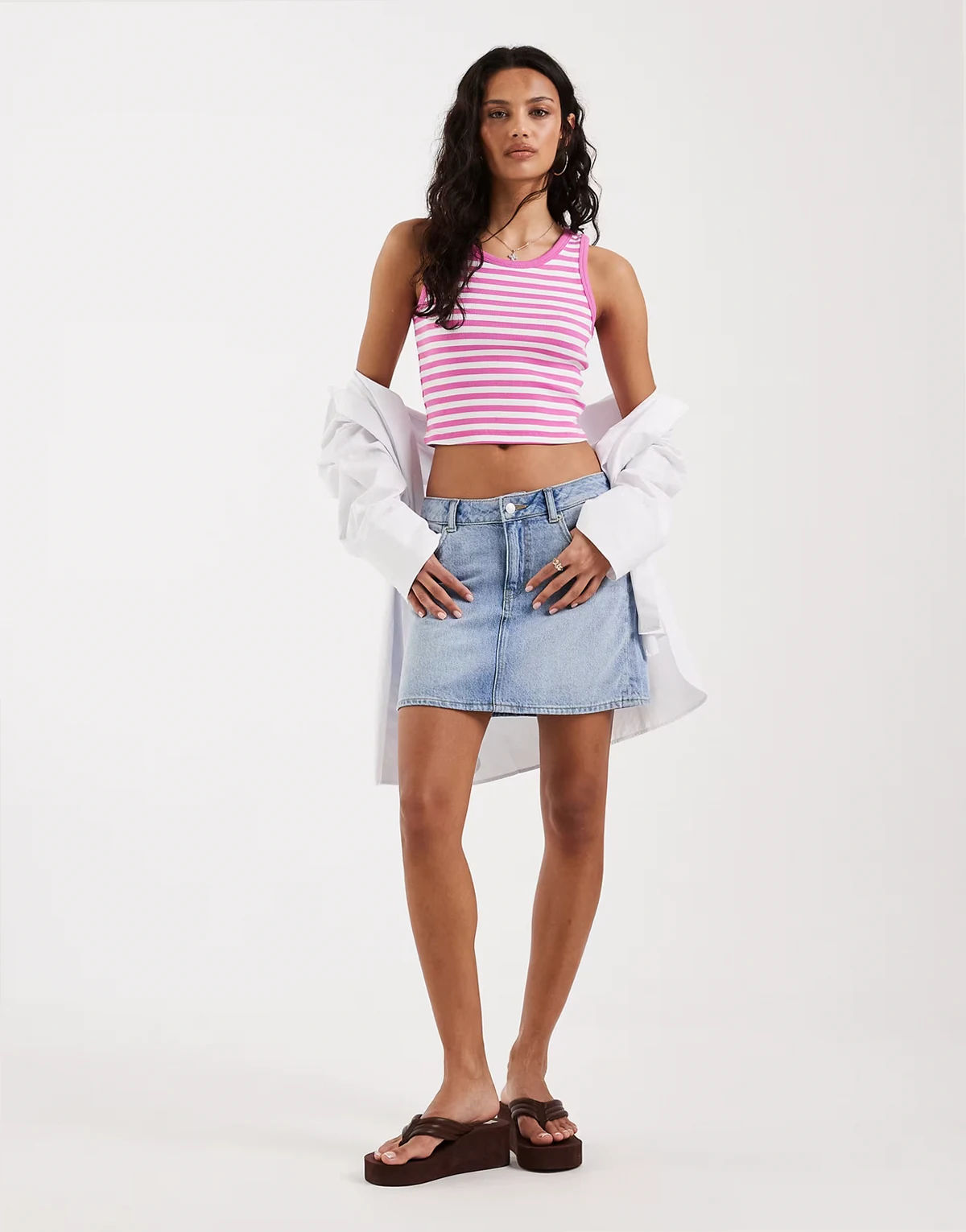 denim mini skirt in light blue