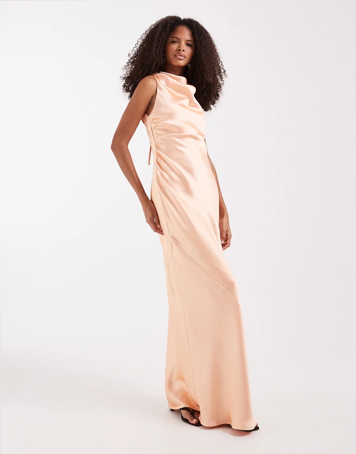 Everlee satin cowl neck maxi dress in apricot