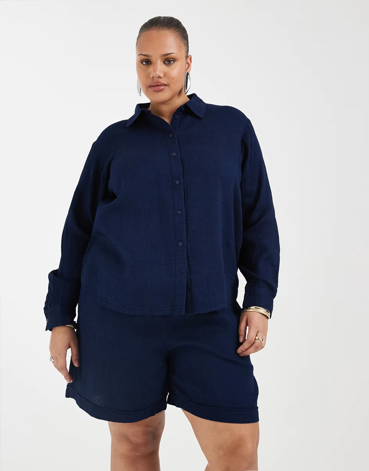 seersucker shirt in dark blue - part of a set