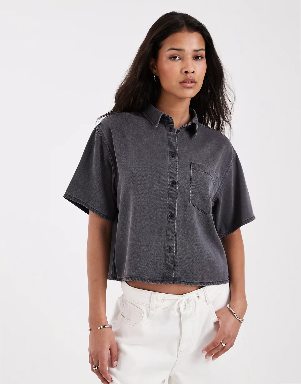 boxy shirt in washed black