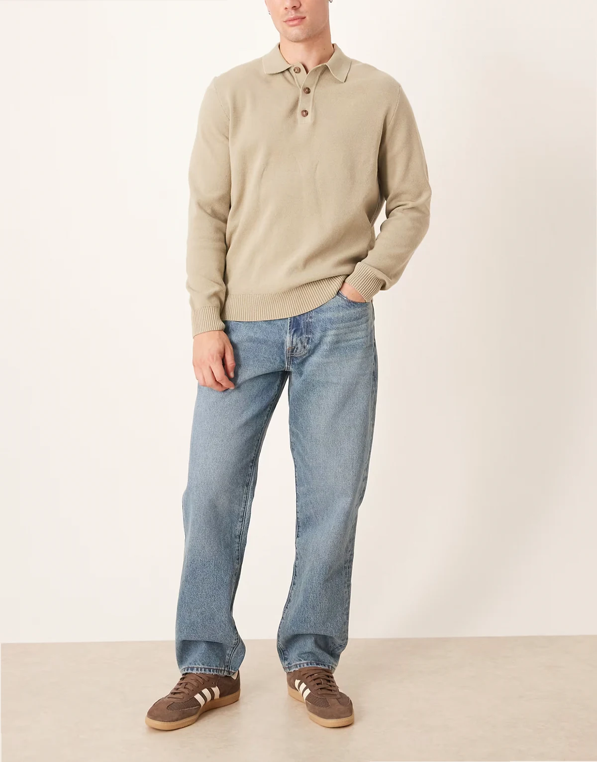 loose 5 pocket jeans in mid blue wash
