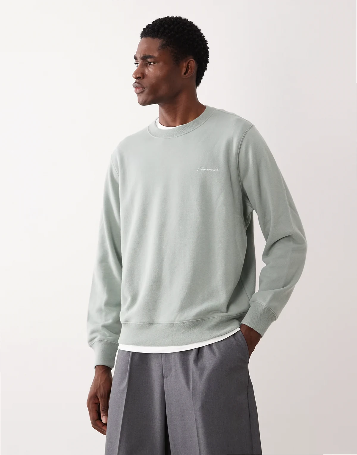 script logo premium sweatshirt in washed green