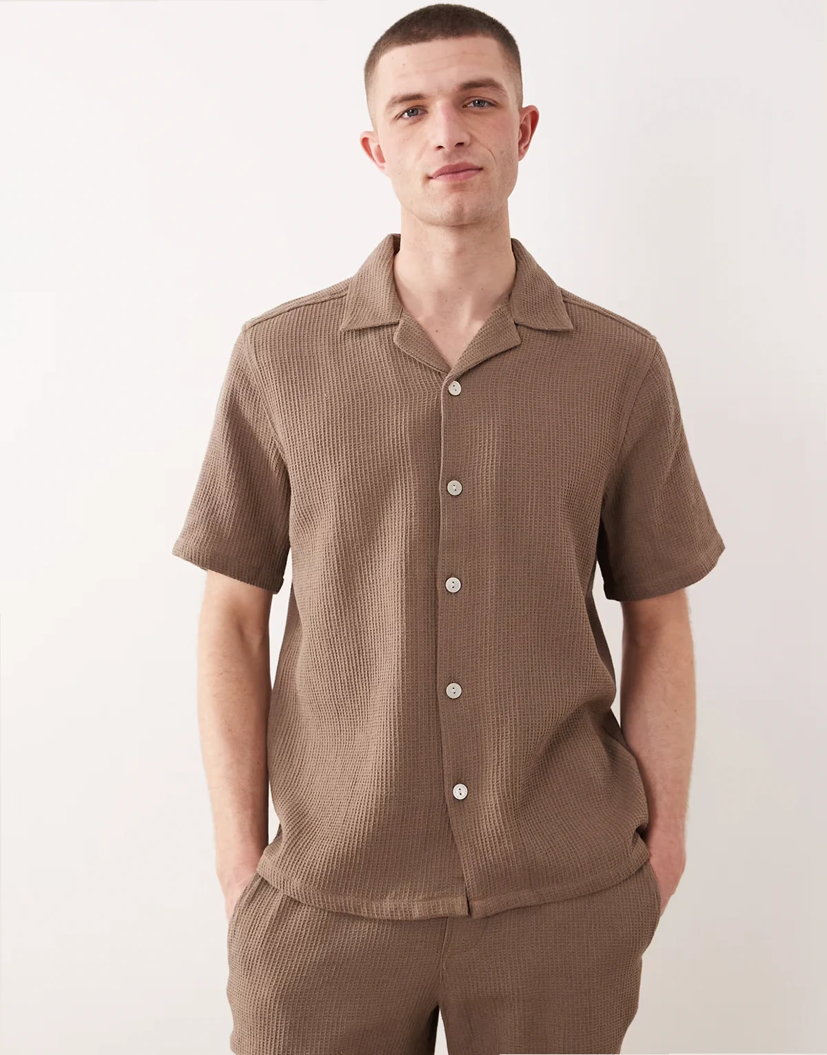 waffle shirt in brown - part of a set
