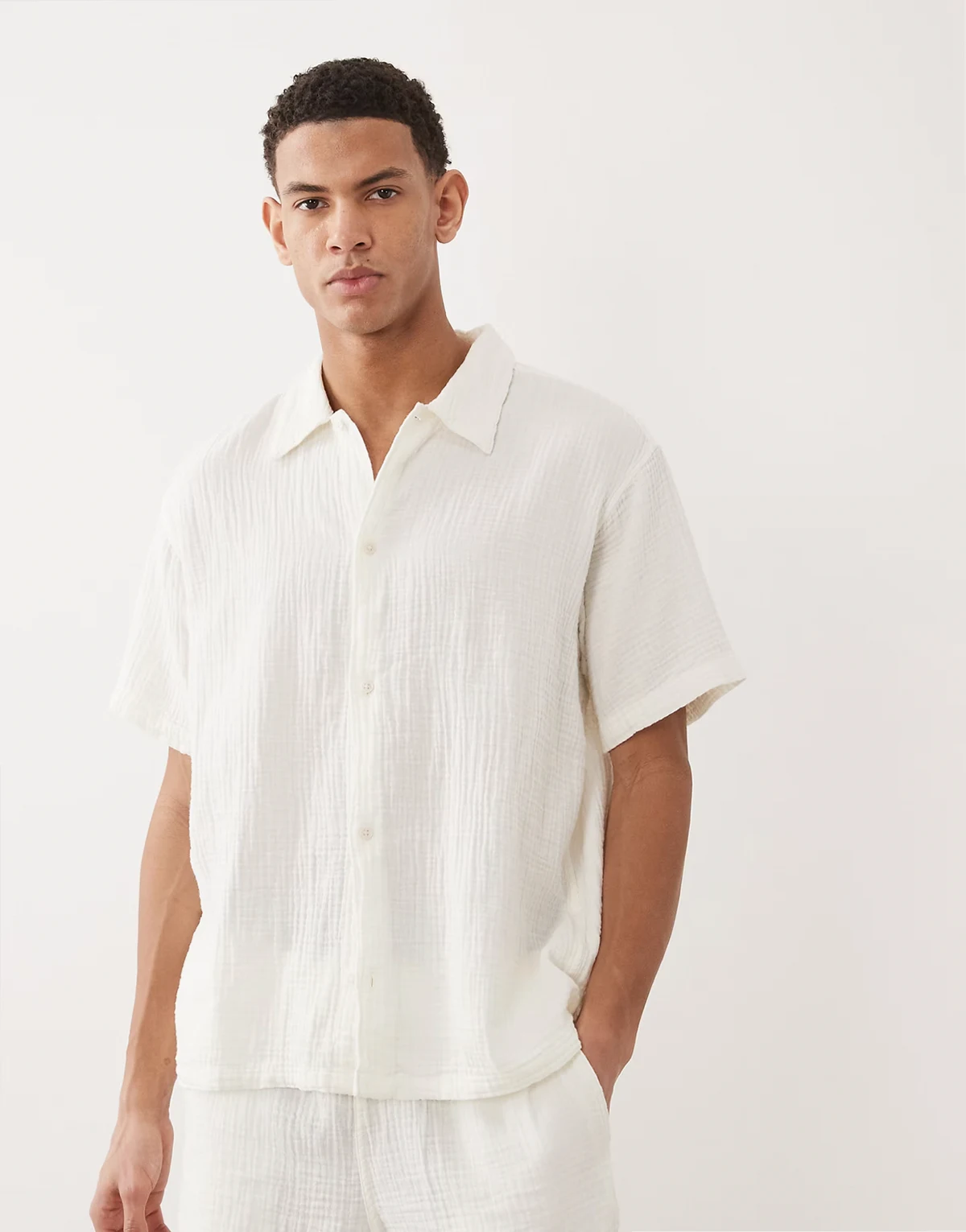 textured shirt in cream - part of a set