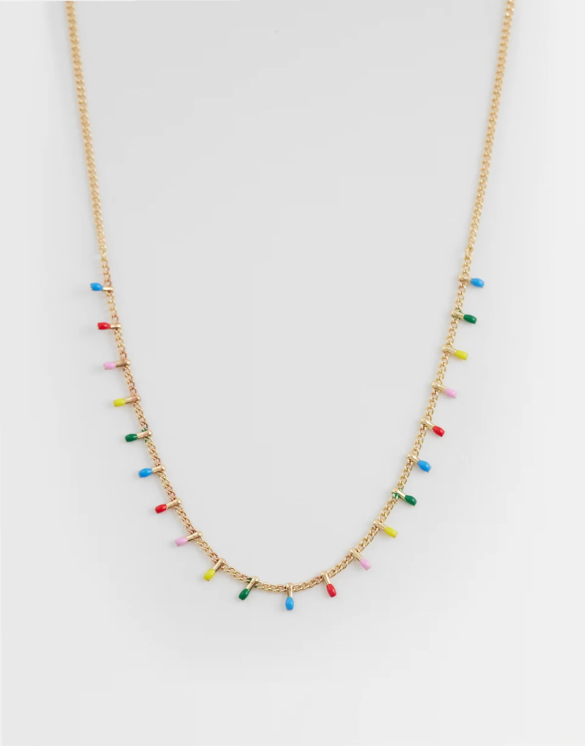 ASOS DESIGN Curve short necklace with multi-colored beading details in gold tone