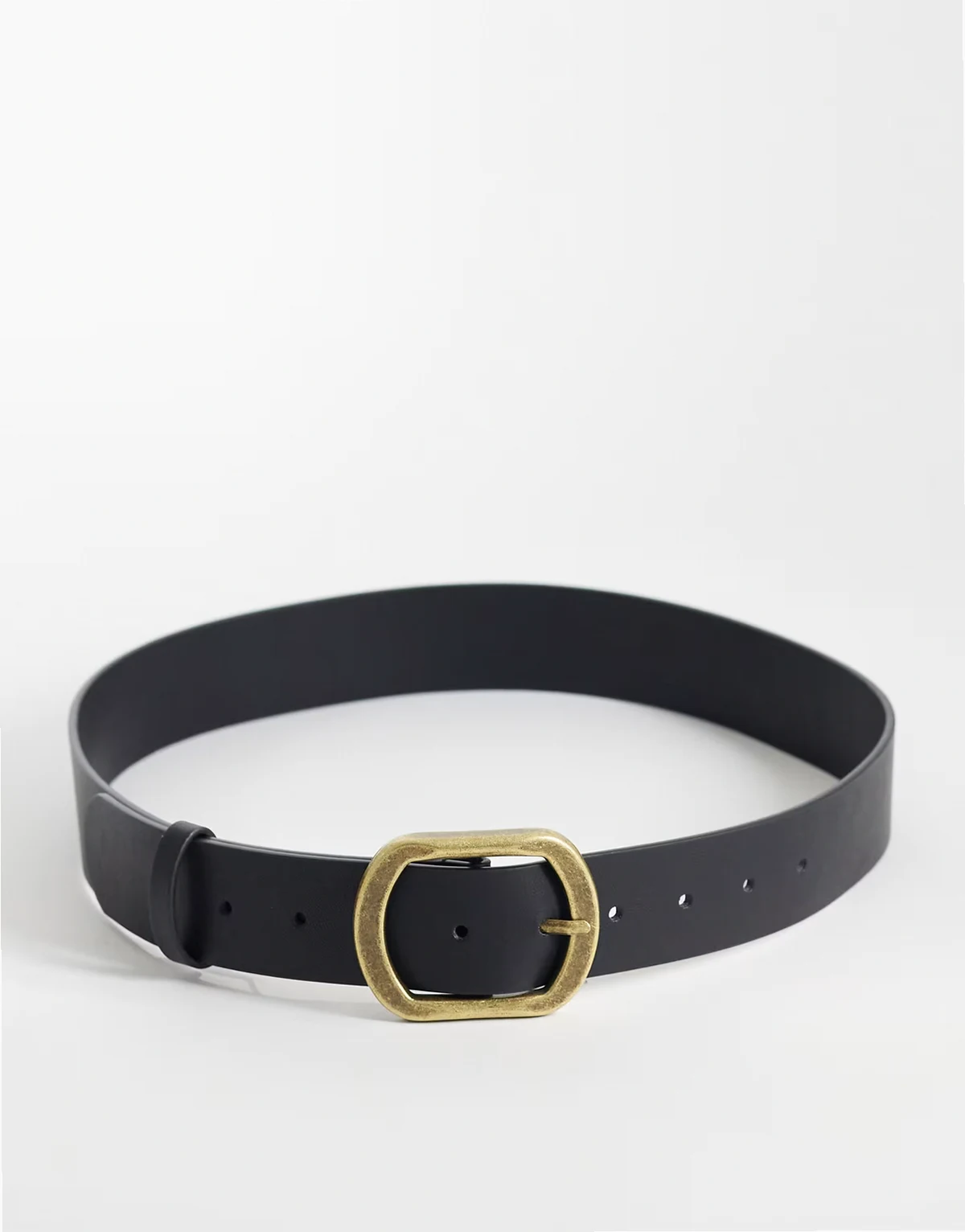 waist and hip jeans chunky buckle belt in black