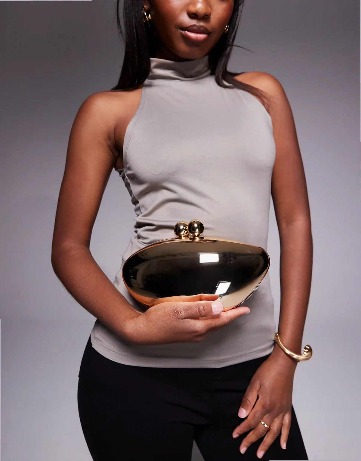premium pebble box clutch bag in gold