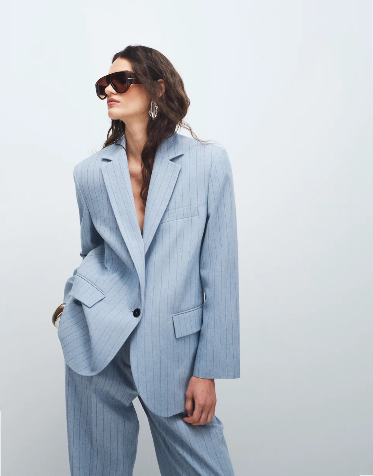 Pedro blazer in pale blue stripes - part of a set