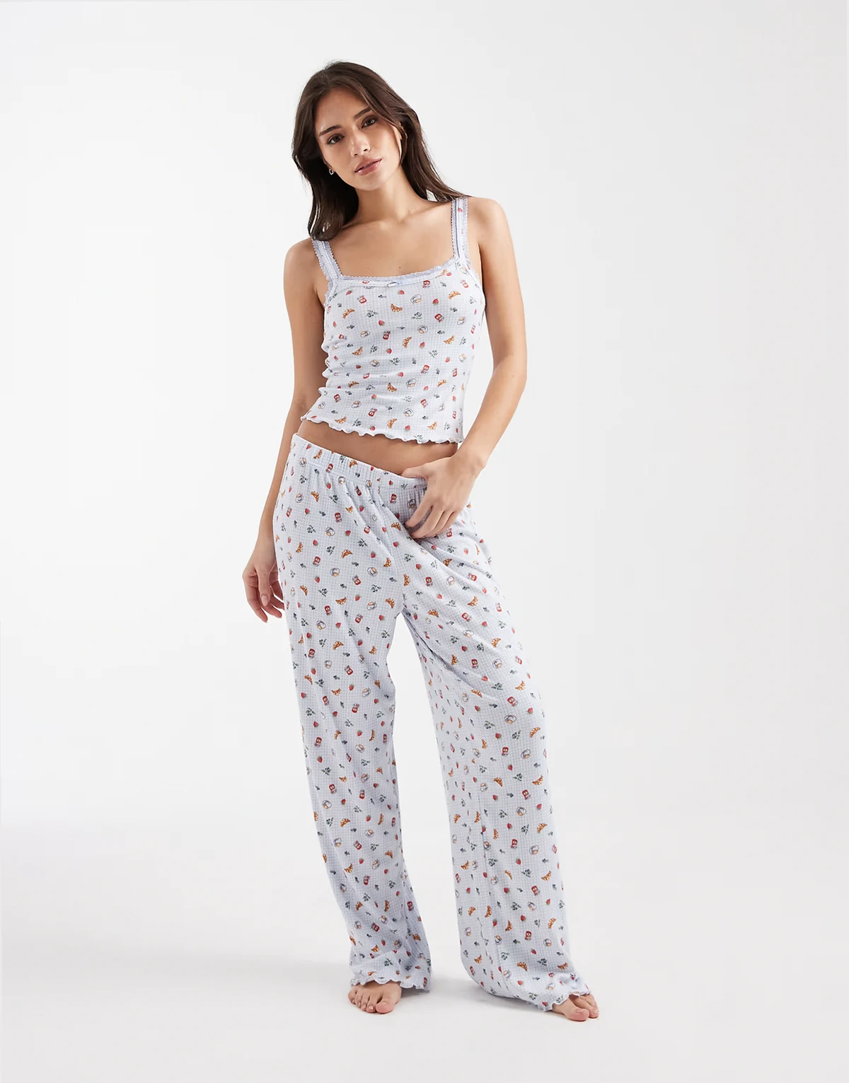 pointelle pajama bottoms in brunch print
