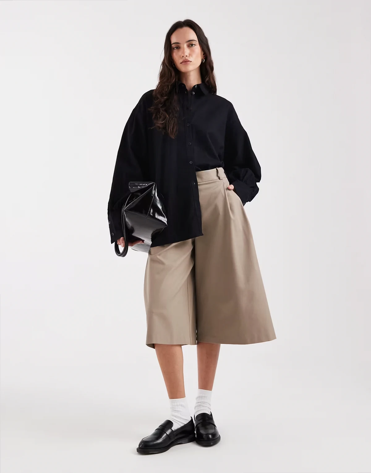linen look shirt in black