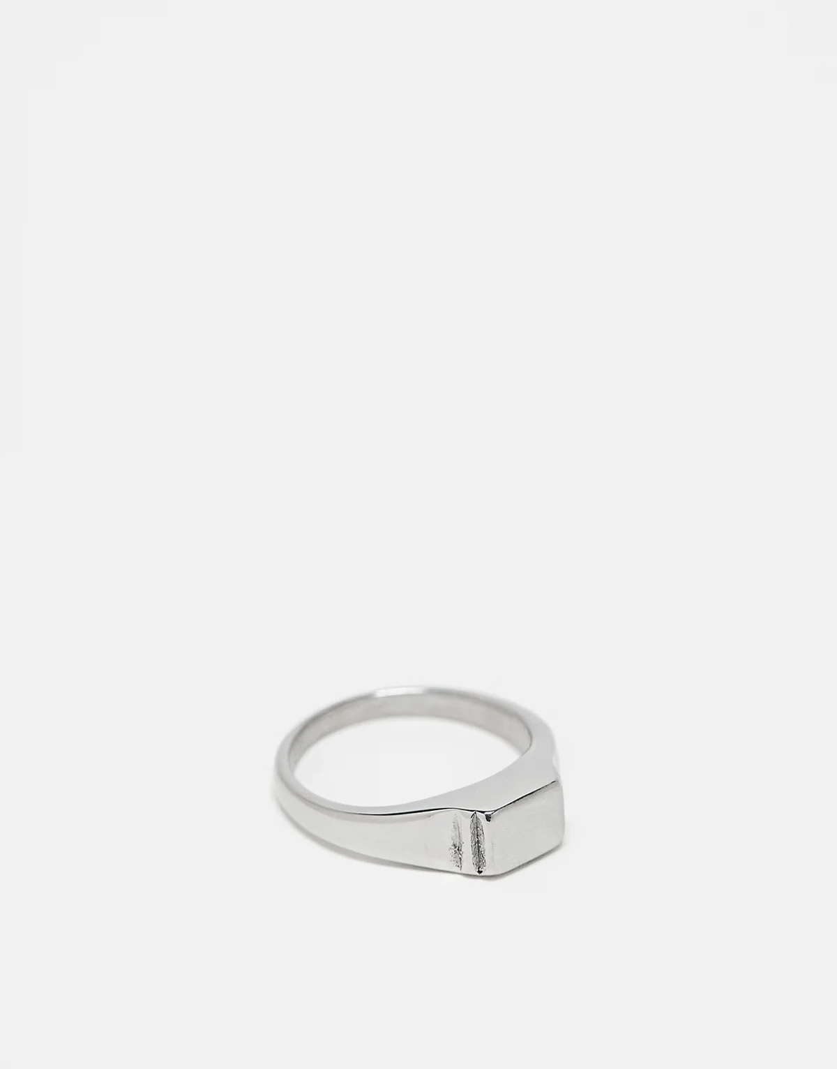 waterproof stainless steel signet ring with embossing in silver tone