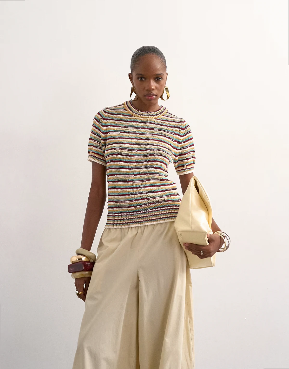 knit striped top in multi - part of a set