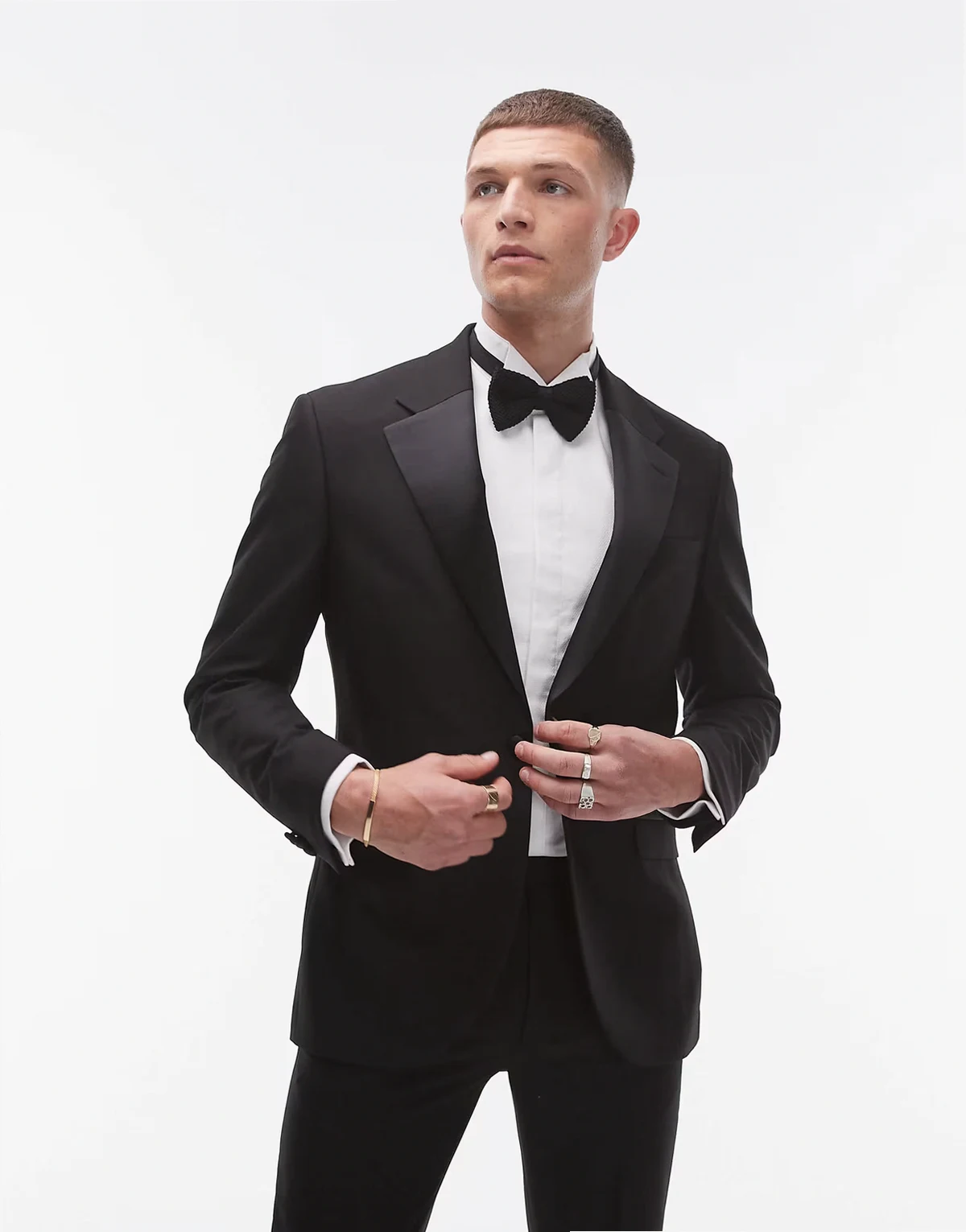 skinny tux suit jacket in black