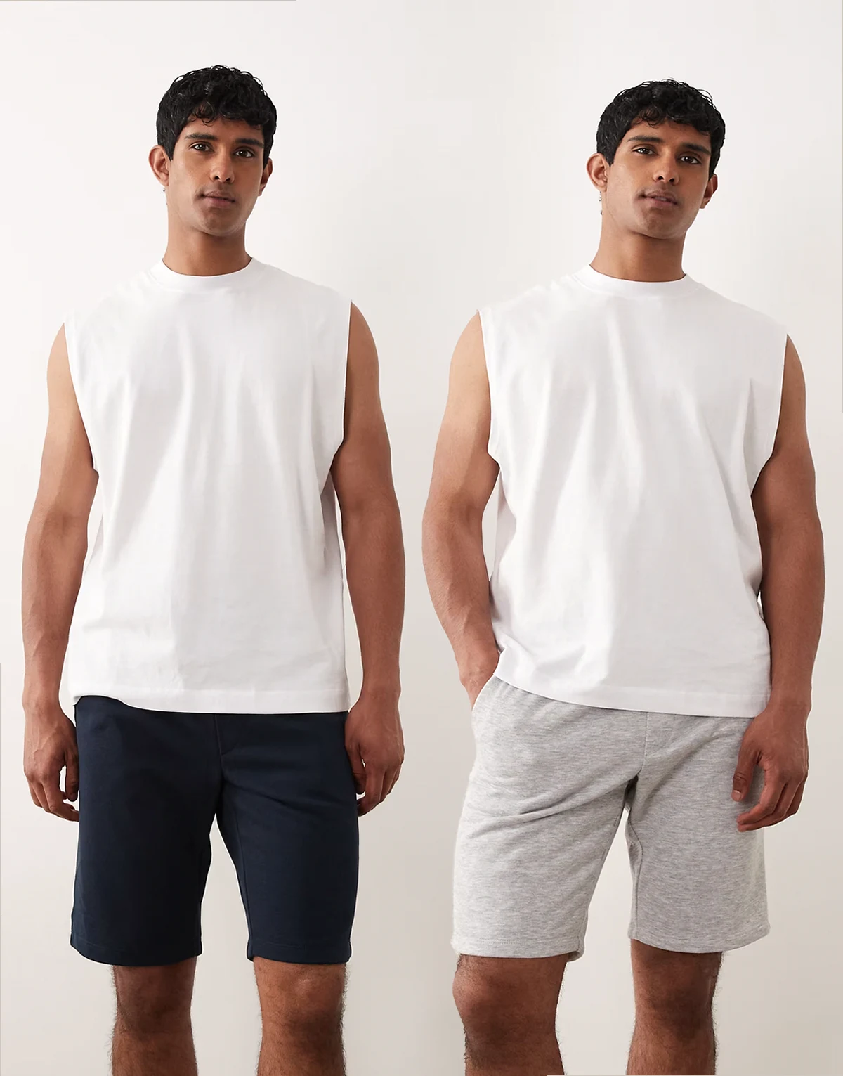 2 pack jersey shorts in gray and black
