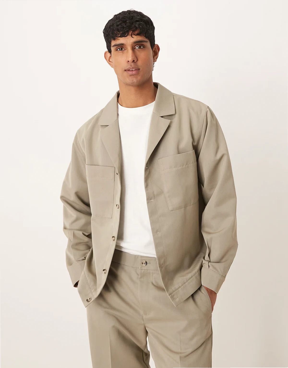 smart revere shacket in sage - part of a set