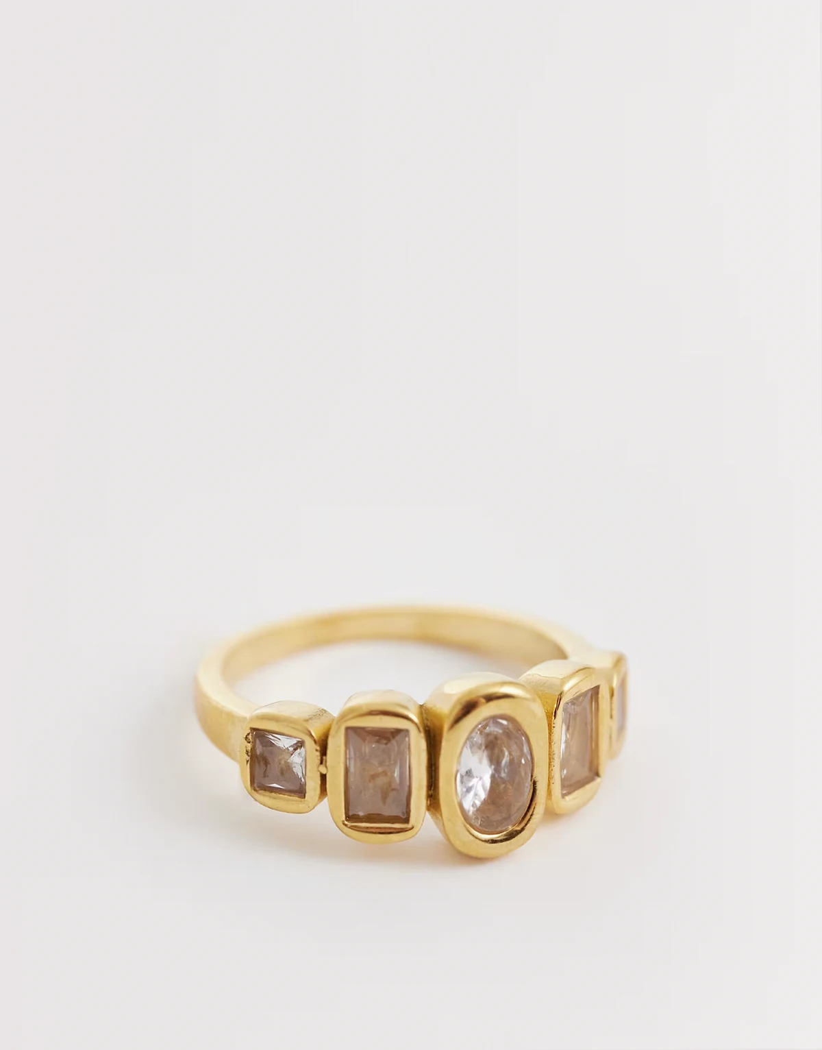exclusive multi-stone ring in gold-tone stainless steel
