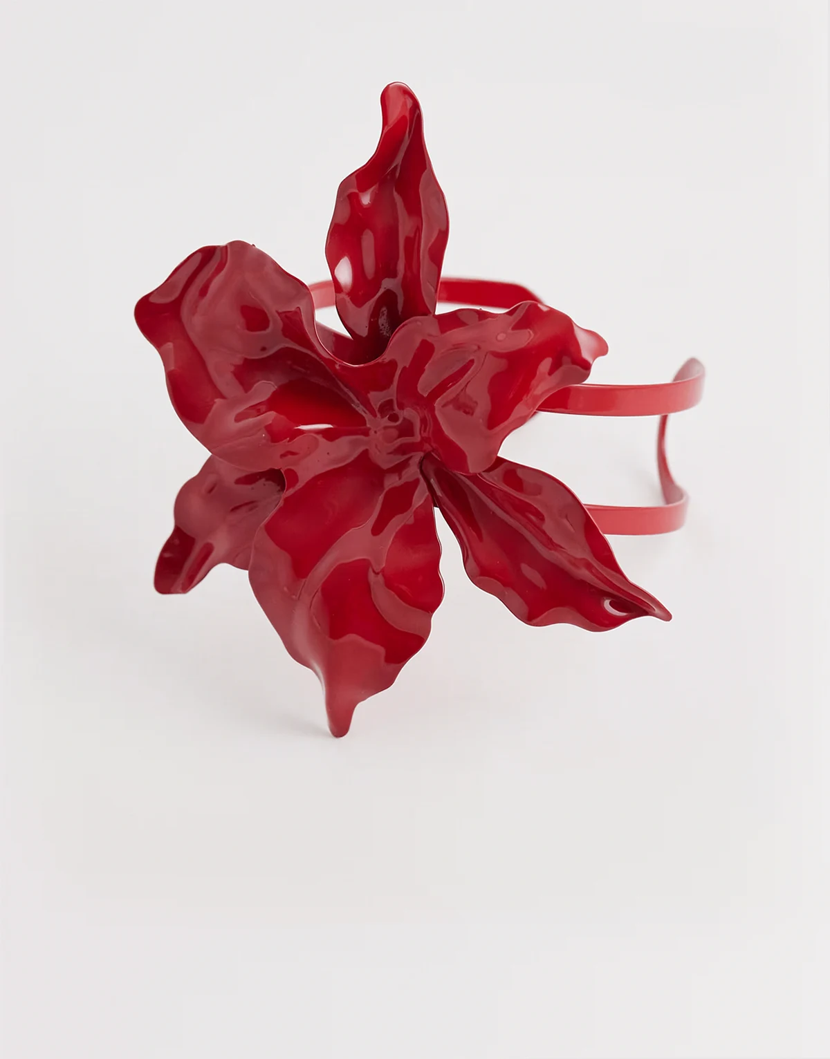 exclusive statement flower bangle in red