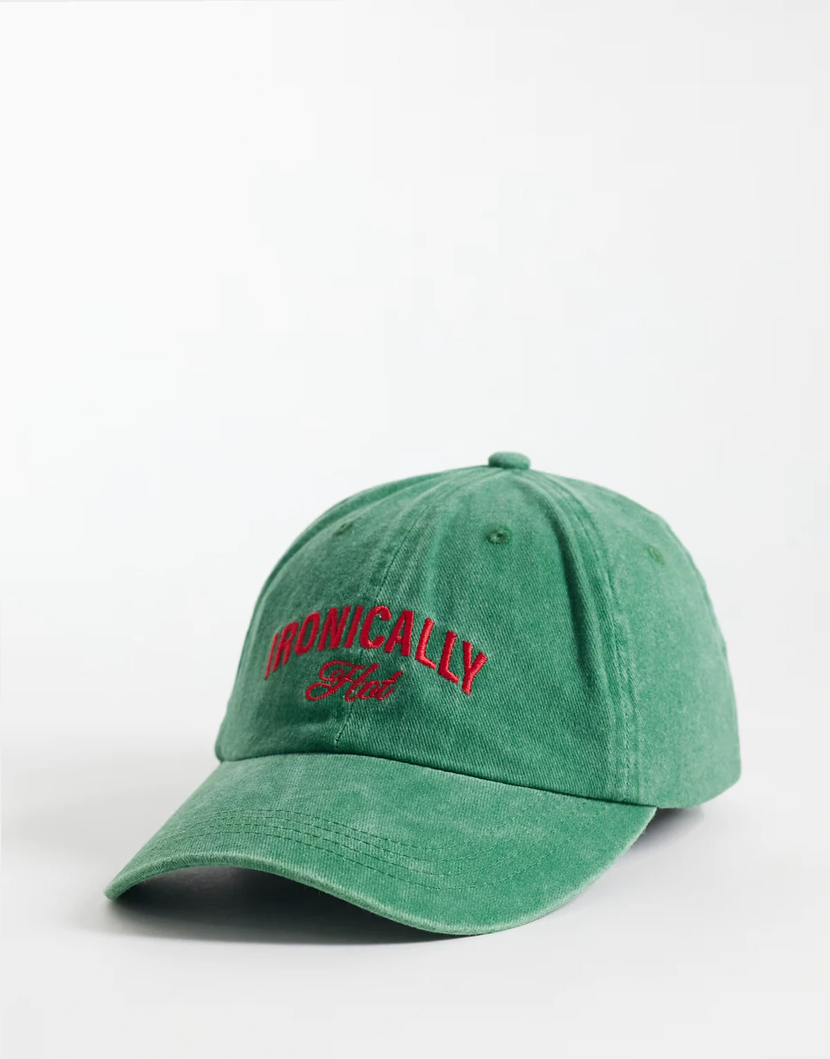 slogan cap in washed green