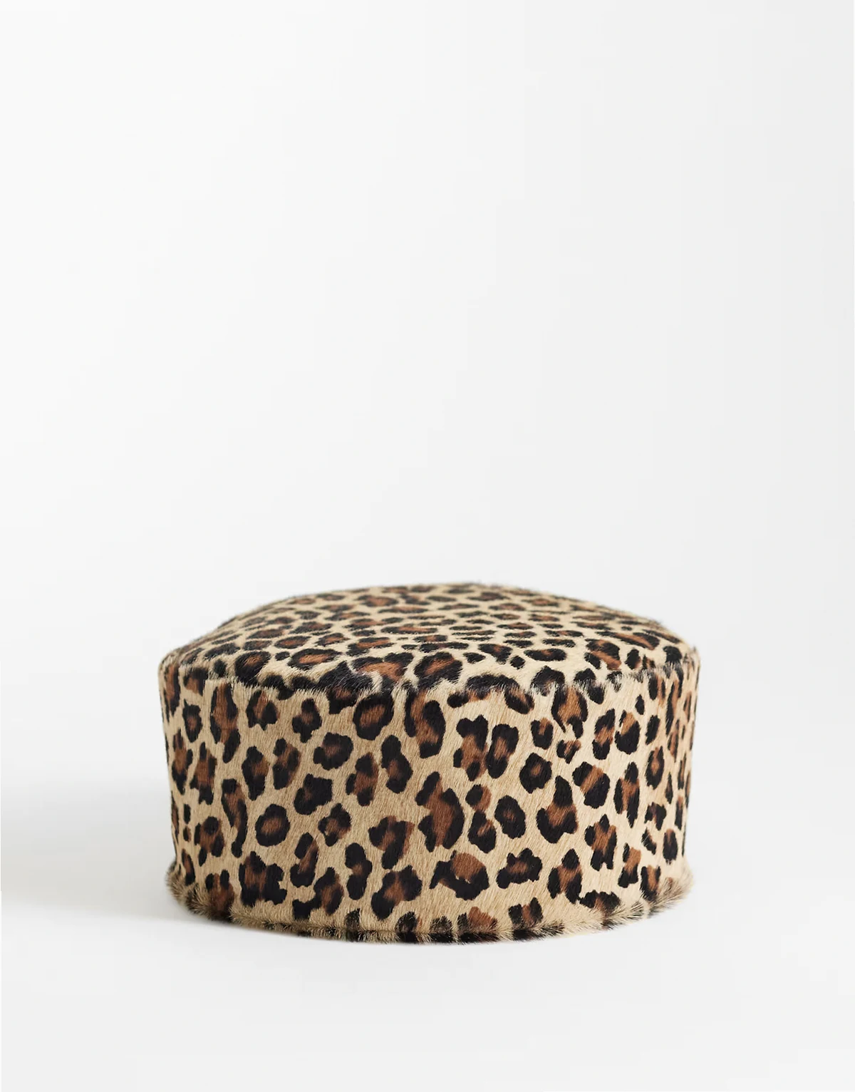 hair on leather pillbox hat in leopard print