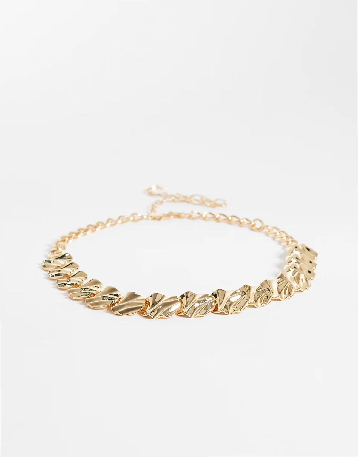 hammered circle chain belt in gold tone