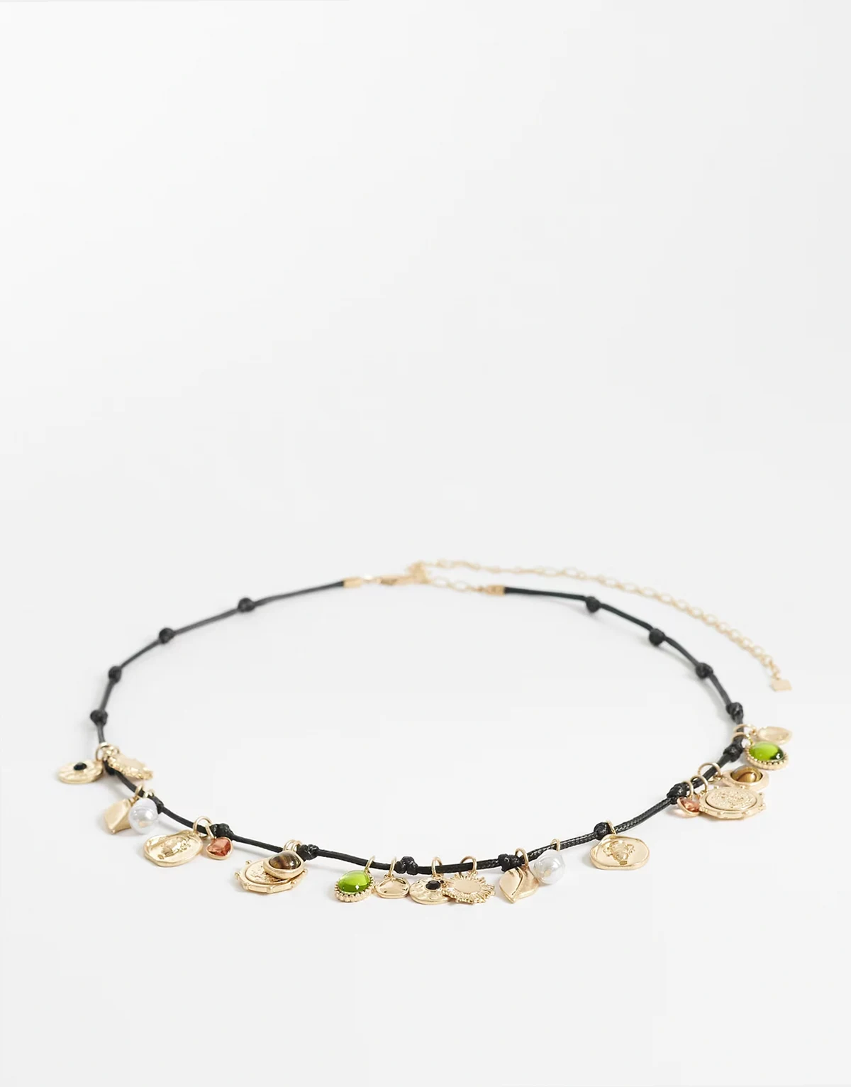 rope belt with charms in black