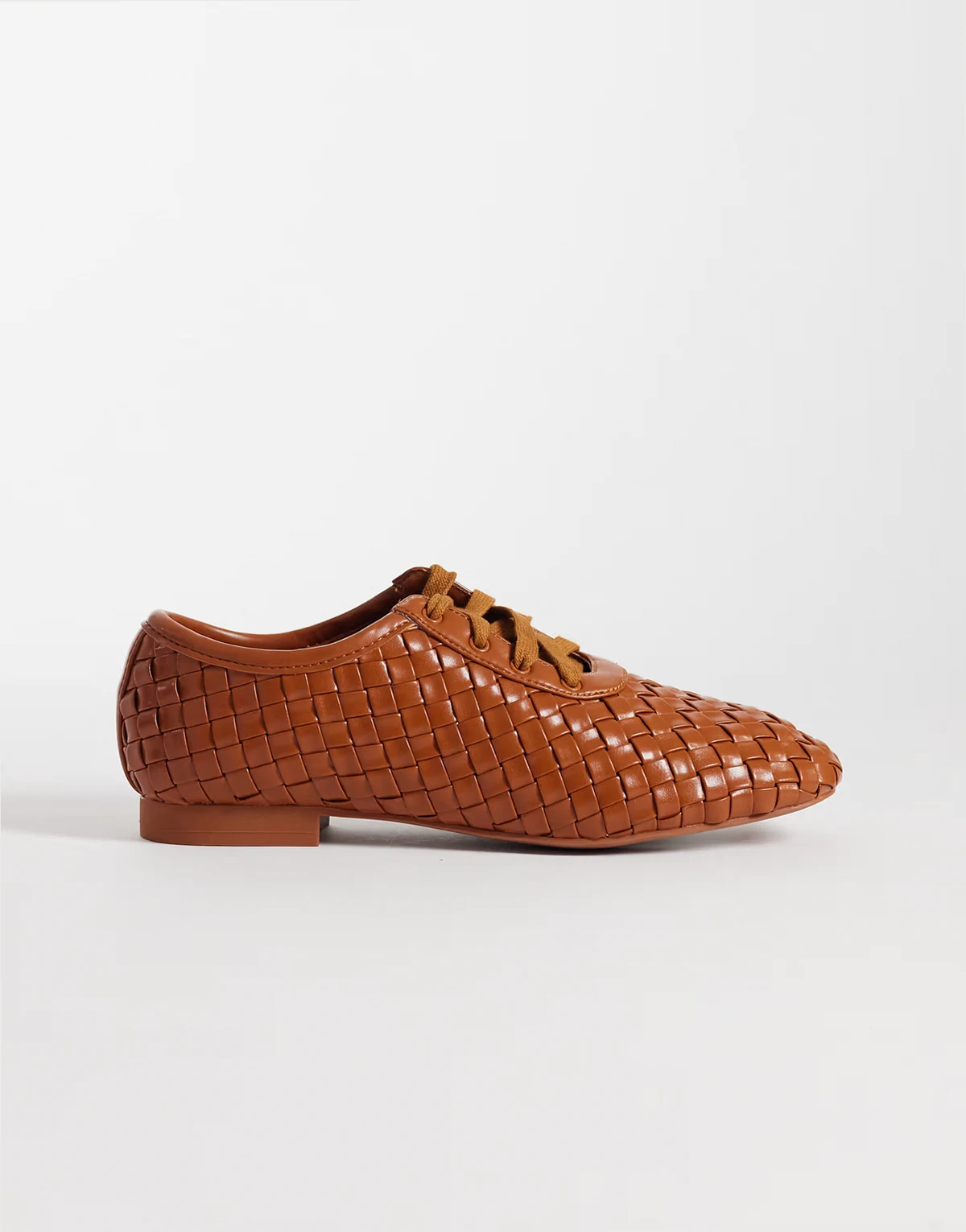 Kayla weave strap lace up shoes in tan