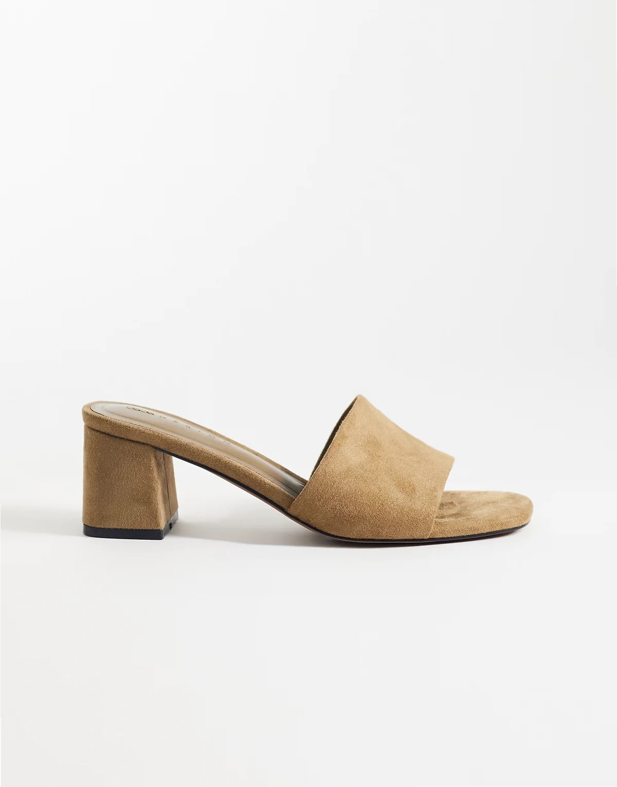 Wide Fit – Honeycomb – Klapki na średnim obcasie z imitacji zamszu w kolorze taupe